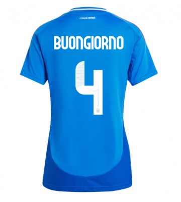 Italia Alessandro Buongiorno #4 Primera Equipación Mujer Eurocopa 2024 Manga Corta